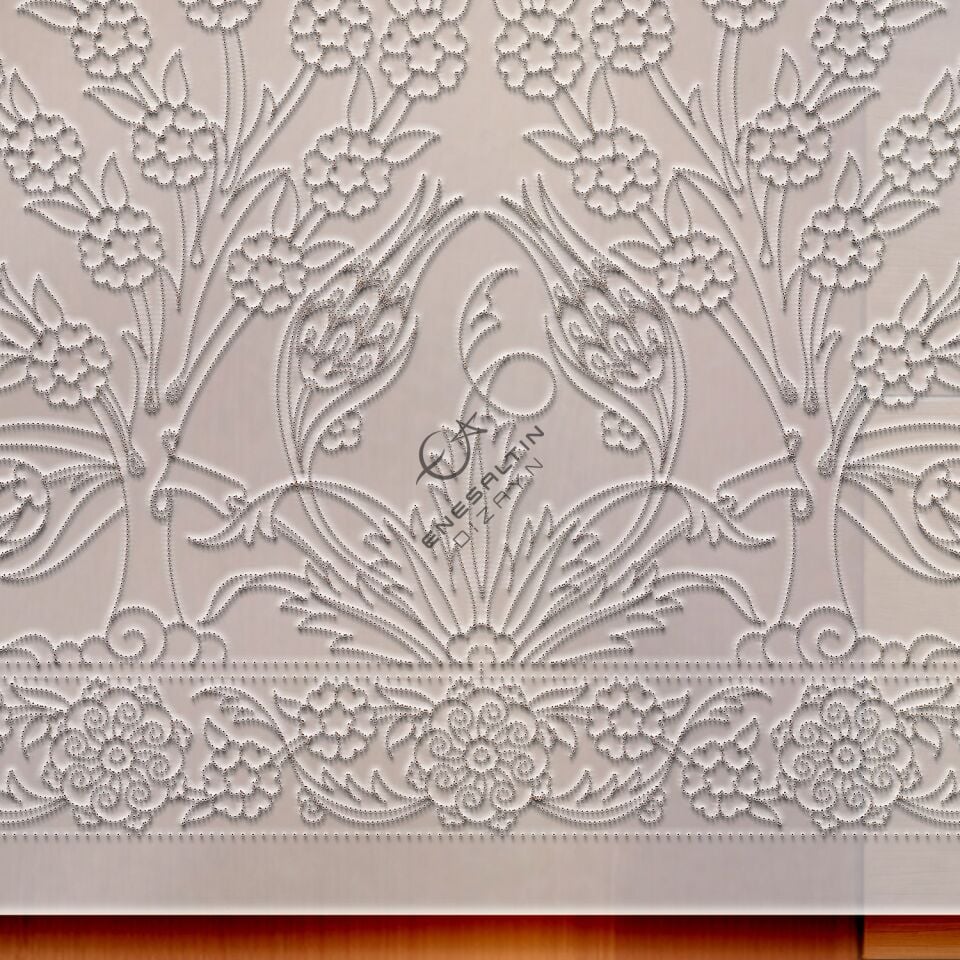 Şablon Desen 40x60 cm. BÜYÜK BOY - Bordürlü Hayat Ağacı Motifli Çini Pano Deseni