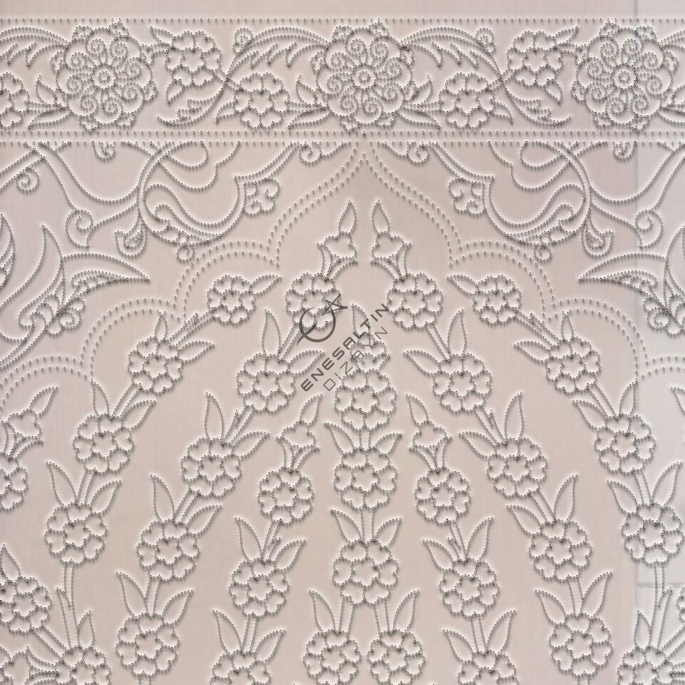 Şablon Desen 40x60 cm. BÜYÜK BOY - Bordürlü Hayat Ağacı Motifli Çini Pano Deseni