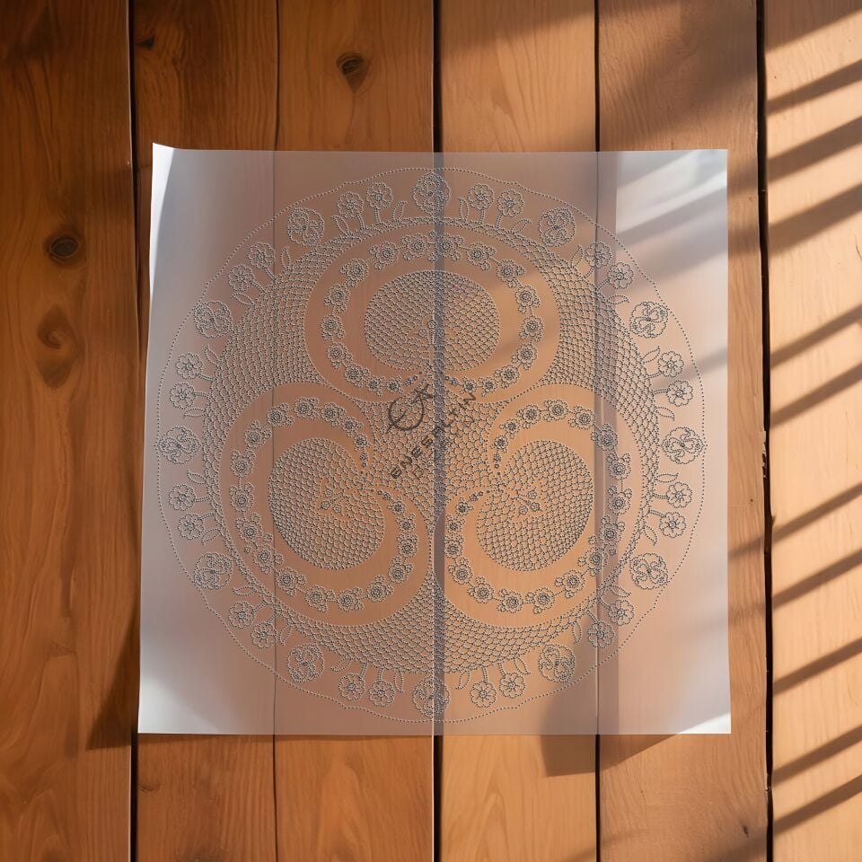 Şablon Desen 30 cm. -  Klasik İznik 1547 Üçlü Simetrik Rumi Hilal Motifli Çini Deseni