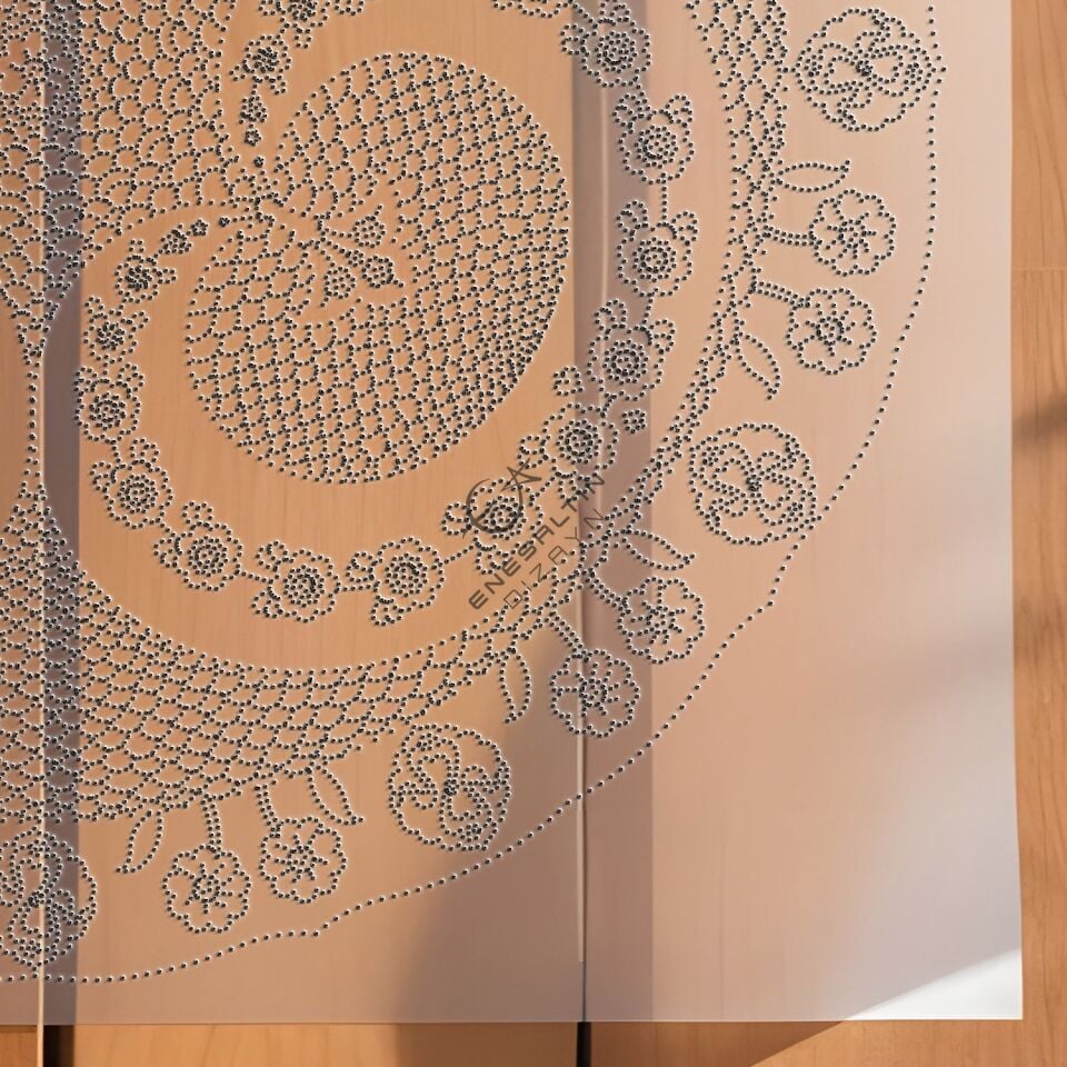 Şablon Desen 30 cm. -  Klasik İznik 1547 Üçlü Simetrik Rumi Hilal Motifli Çini Deseni