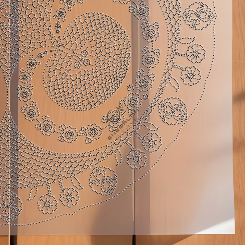 Şablon Desen 30 cm. -  Klasik İznik 1547 Üçlü Simetrik Rumi Hilal Motifli Çini Deseni
