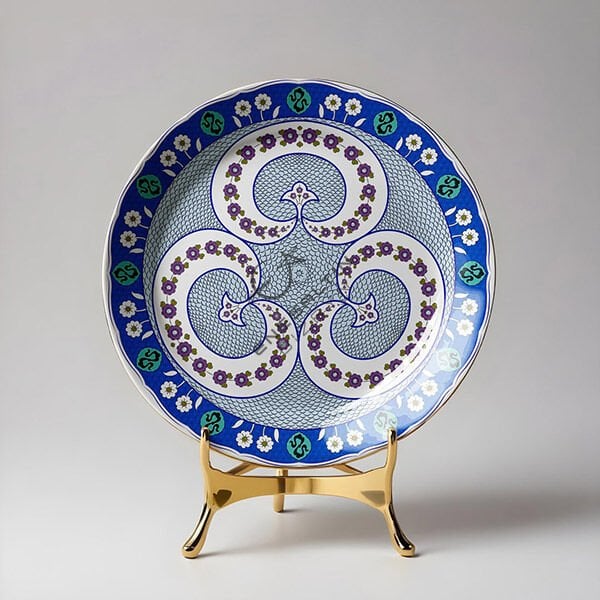 Şablon Desen 30 cm. -  Klasik İznik 1547 Üçlü Simetrik Rumi Hilal Motifli Çini Deseni