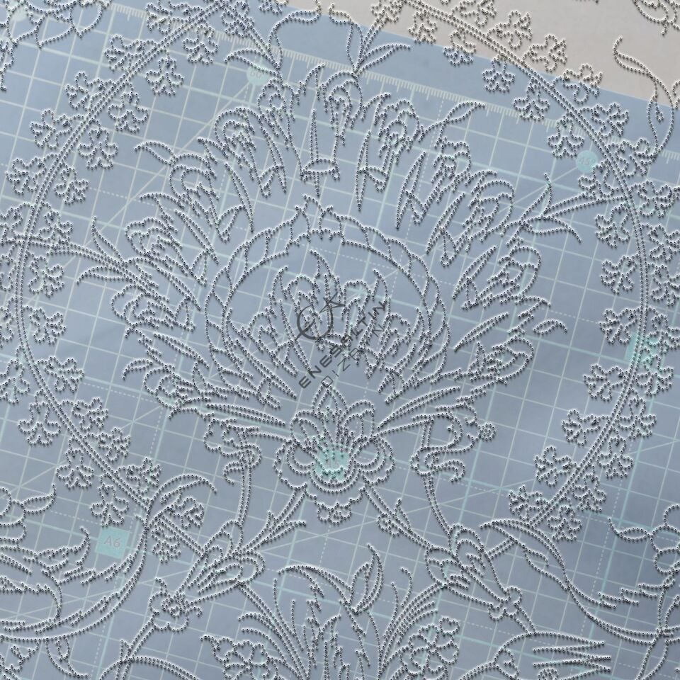 Şablon Desen 40 cm. -  Klasik İznik 1545 Simetrik Sümbül Hatayi Çini Tabak Deseni