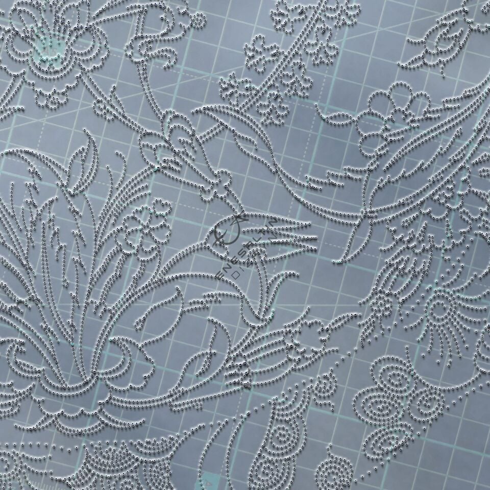 Şablon Desen 40 cm. -  Klasik İznik 1545 Simetrik Sümbül Hatayi Çini Tabak Deseni