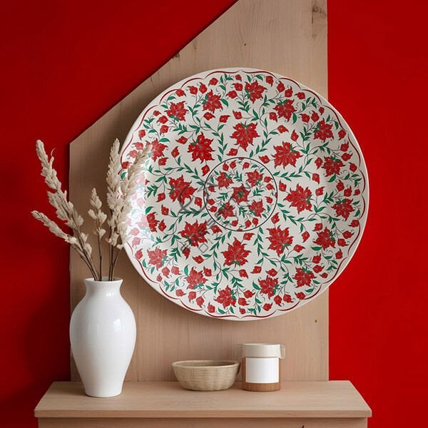 Şablon Desen 40 cm. -  Lotus Çarkıfelek Çini Tabak Deseni