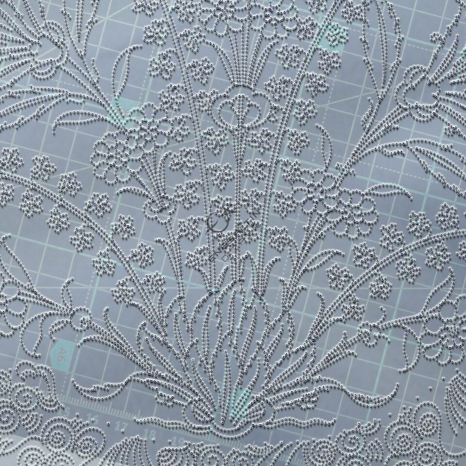 Şablon Desen 42 cm. -  Klasik İznik 1575 Simetrik Gül ve Hançer Yaprak Çini Tabak Deseni