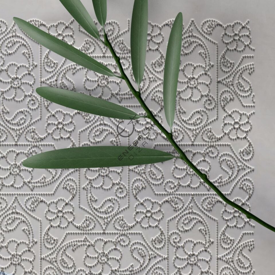 Şablon Desen 40x40 cm. - Lotus Ulama Sürekli Motif Çini Tabak / Karo Deseni