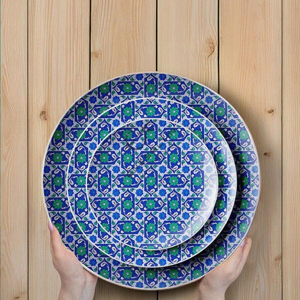 Şablon Desen 40x40 cm. - Lotus Ulama Sürekli Motif Çini Tabak / Karo Deseni