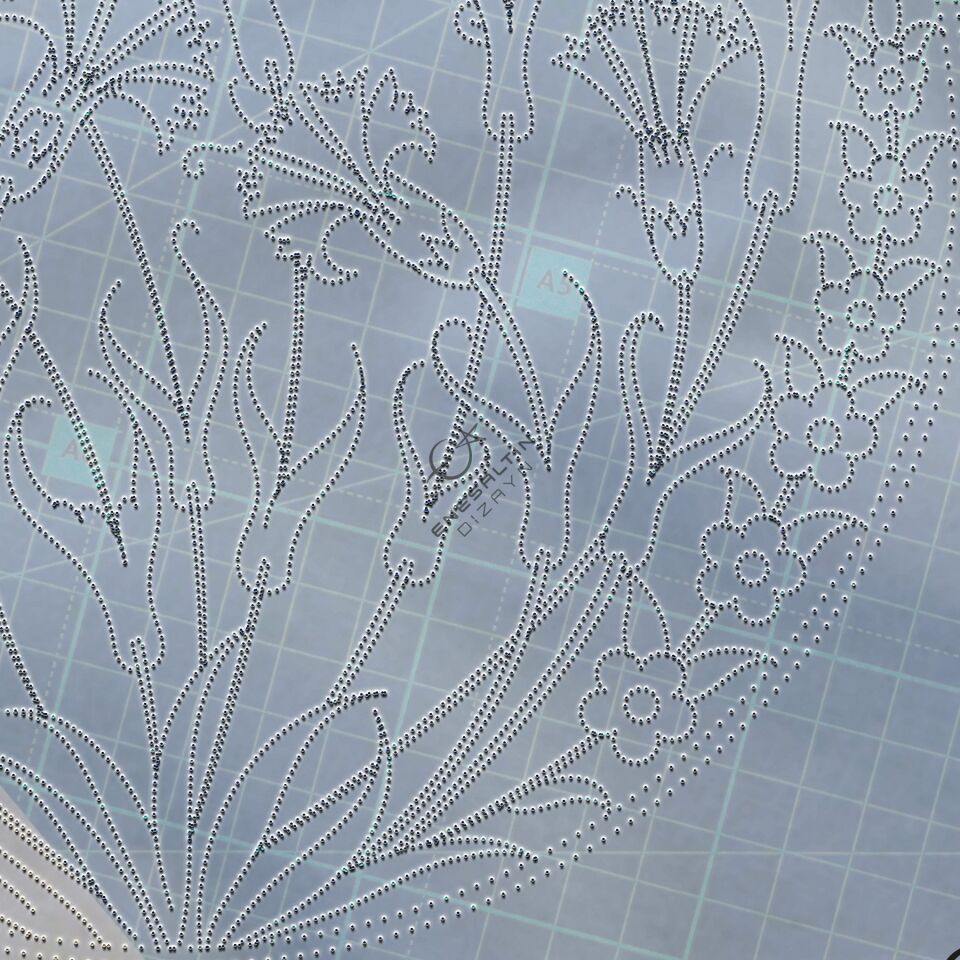 Şablon Desen 18 cm. -  Lale Karanfil Çini Tabak Deseni