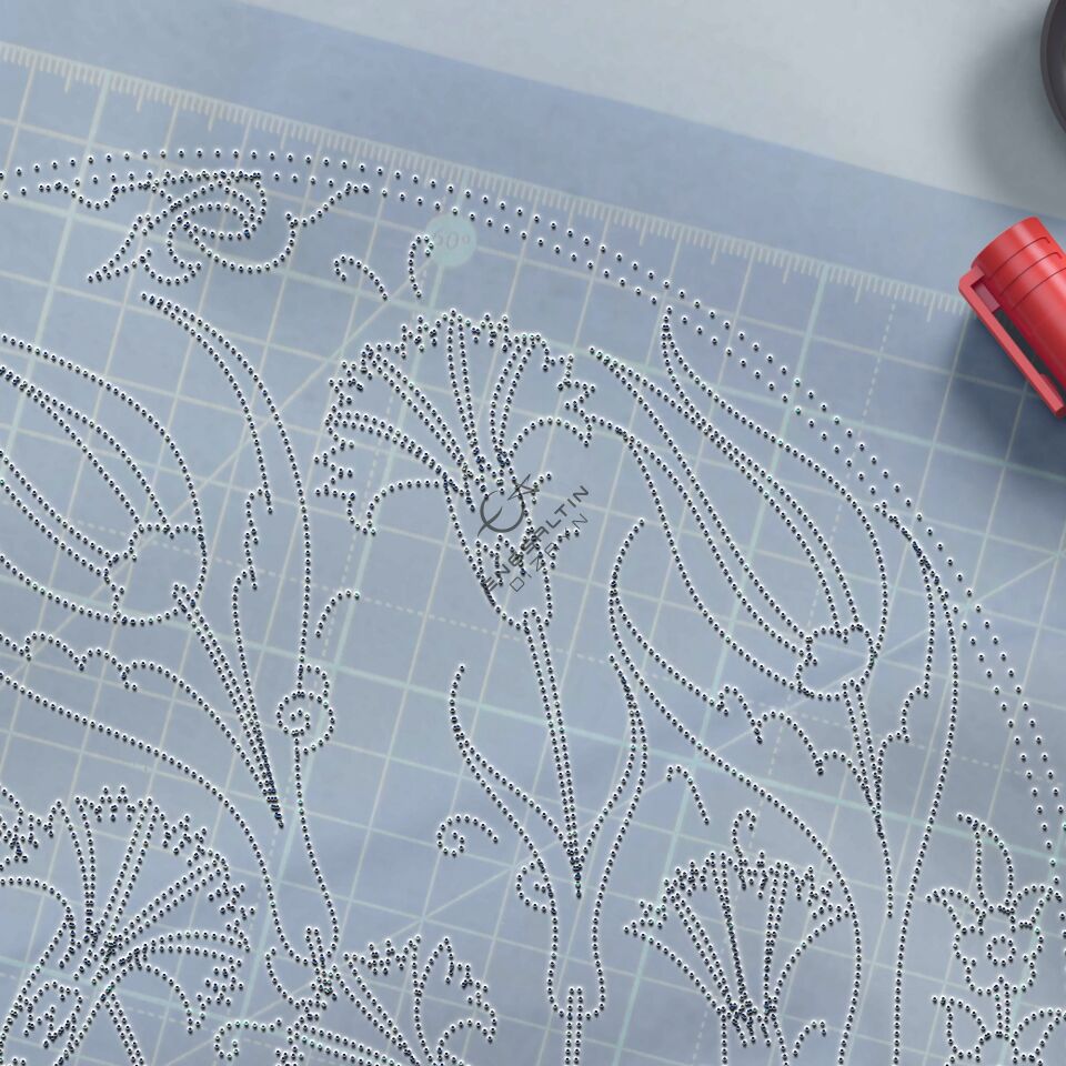 Şablon Desen 18 cm. -  Lale Karanfil Çini Tabak Deseni