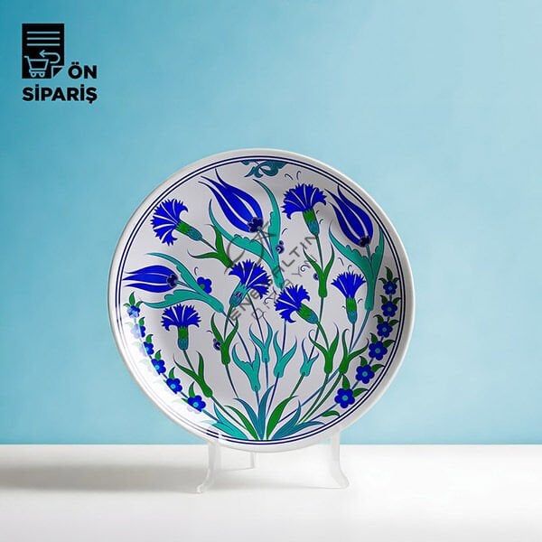Şablon Desen 18 cm. -  Lale Karanfil Çini Tabak Deseni