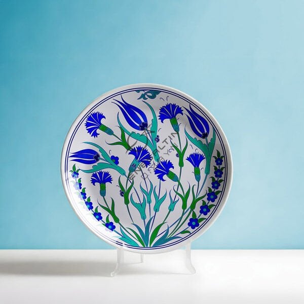 Şablon Desen 18 cm. -  Lale Karanfil Çini Tabak Deseni