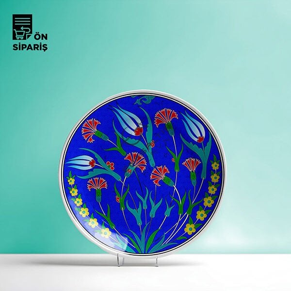 Şablon Desen 20 cm. -  Lale Karanfil Çini Tabak Deseni