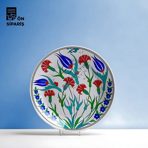Şablon Desen 25 cm. -  Lale Karanfil Çini Tabak Deseni