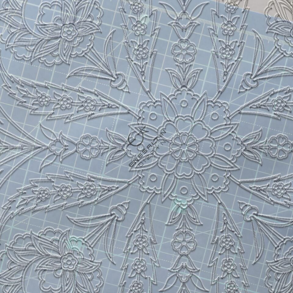 Şablon Desen 50 cm - Simetrik Lale Hatayi Çini Tabak Deseni