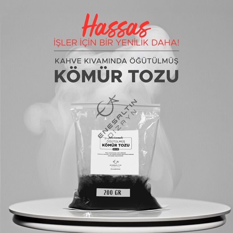 Kahve Kıvamında Öğütülmüş Meşe Kömür Tozu 200 gr. (Çini Desen Aktarımı İçin)