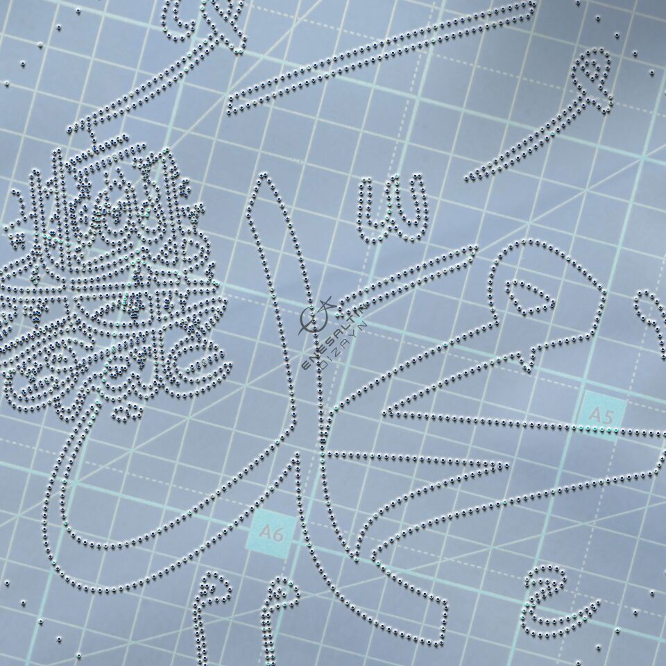 Şablon Desen 12 x 12 cm. - Muhammed Hat Yazı Kaligrafi Çini Karo/Tabak Deseni