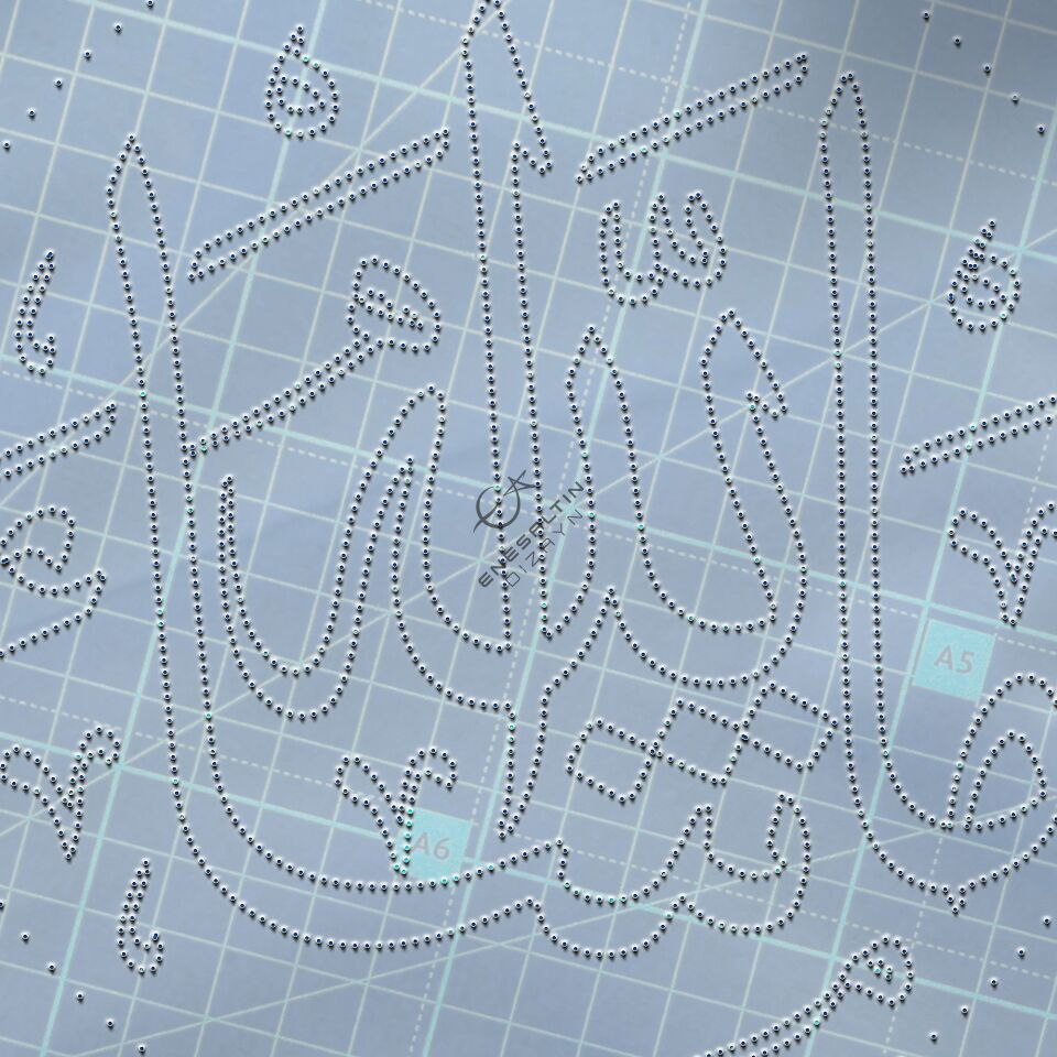 Şablon Desen 12 x 12 cm. - Maşallah Hat Yazı Kaligrafi Çini Karo/Tabak Deseni