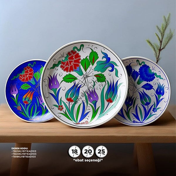 Şablon Desen  -  Kolay Motifli Lale ve Gül Çini Tabak Deseni