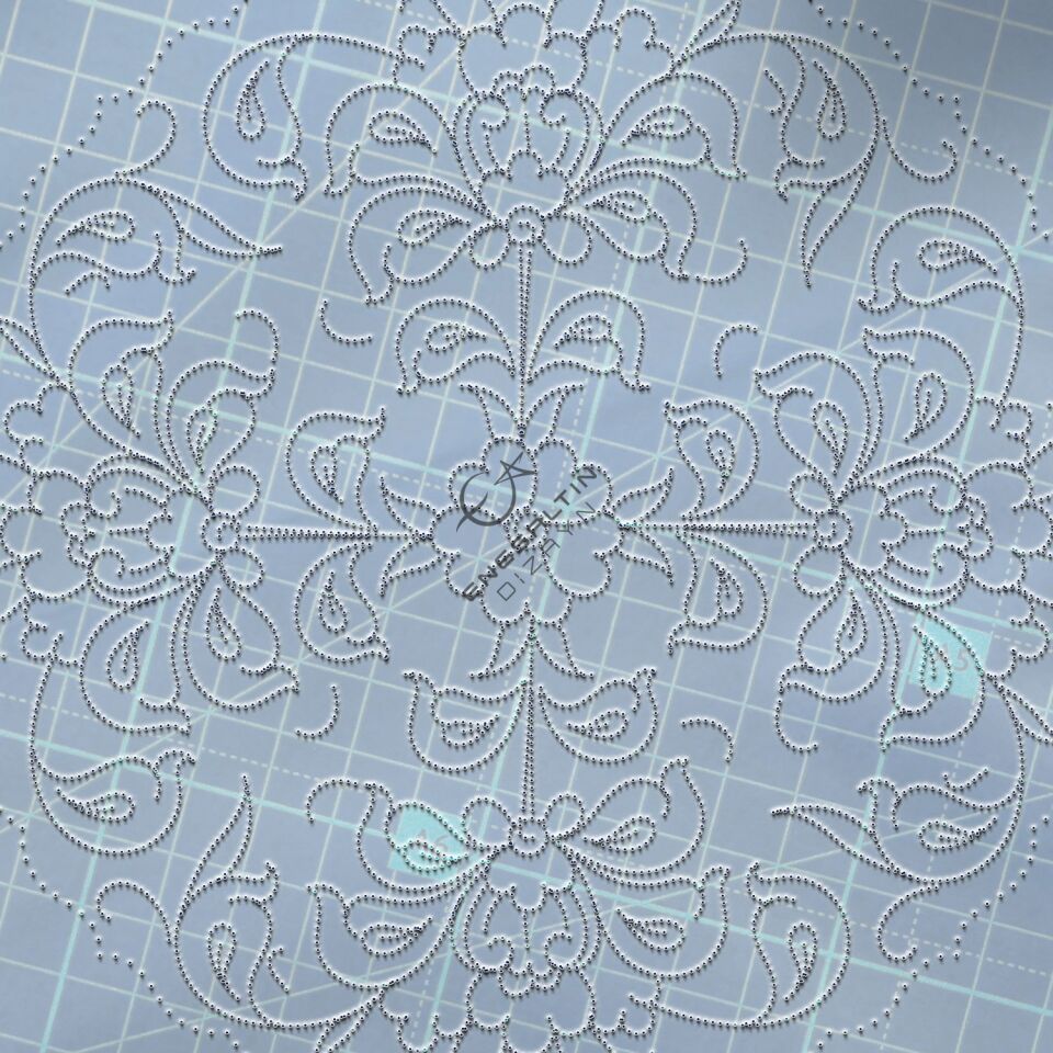 Şablon Desen -  Simetrik 4'lü Lotus Çini Tabak Deseni