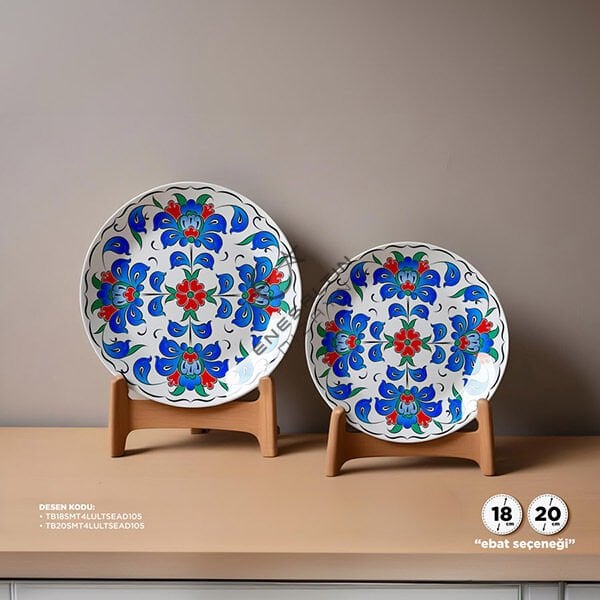 Şablon Desen -  Simetrik 4'lü Lotus Çini Tabak Deseni