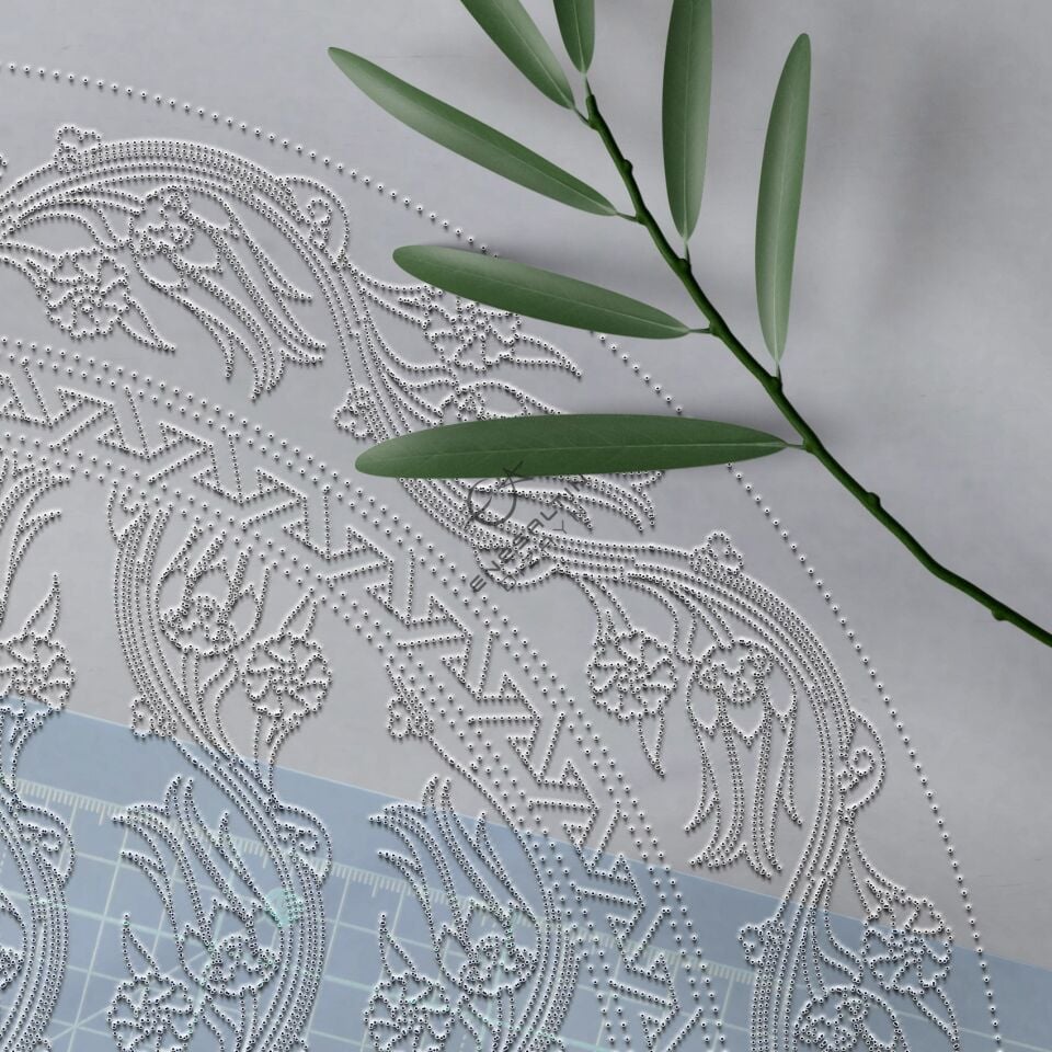 Şablon Desen 40 cm. -  Sarmaşık Lale Motifli Çini Tabak Deseni