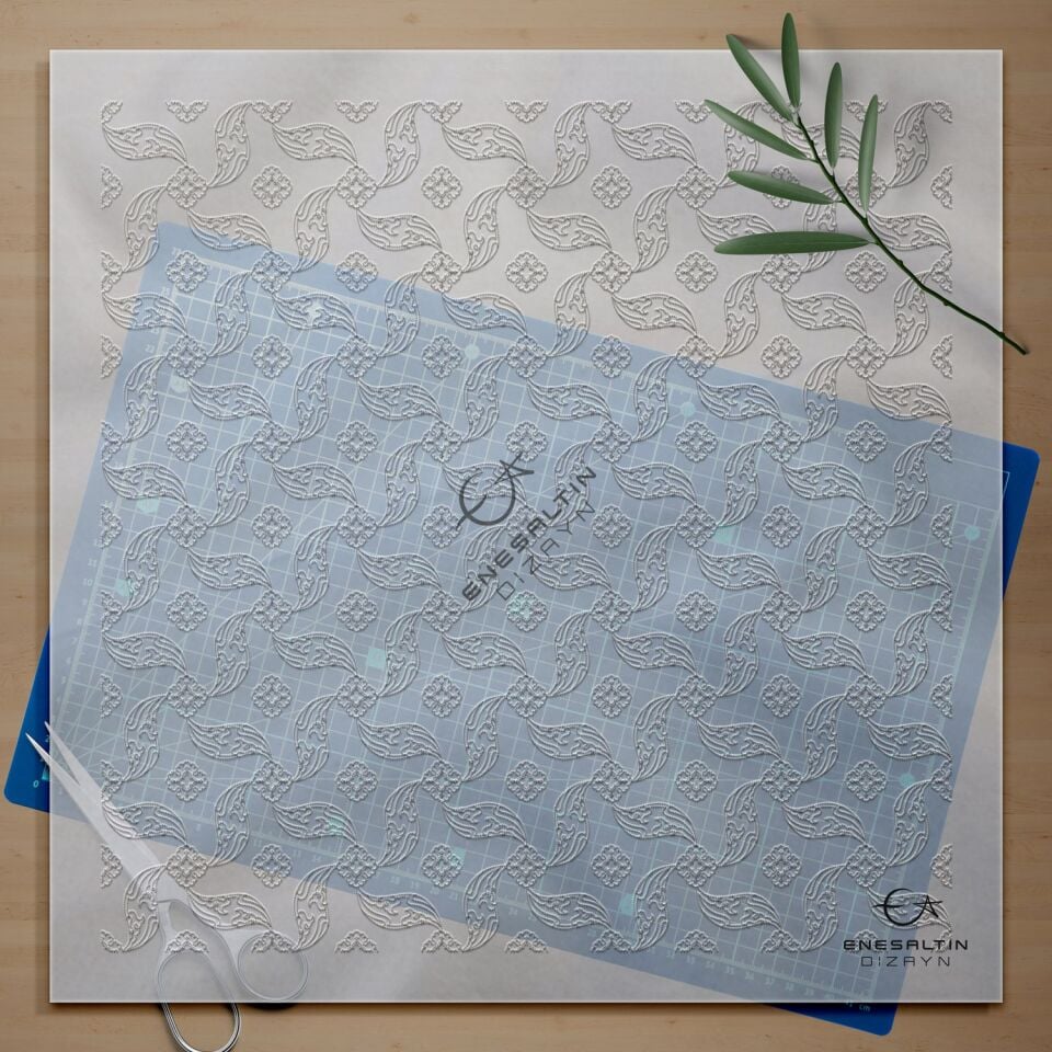 Şablon Desen 50x50 cm. - Sürekli Motif Ulama Rüstem Paşa Camii Çini Tabak / Karo Deseni