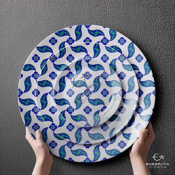 Şablon Desen 50x50 cm. - Sürekli Motif Ulama Rüstem Paşa Camii Çini Tabak / Karo Deseni