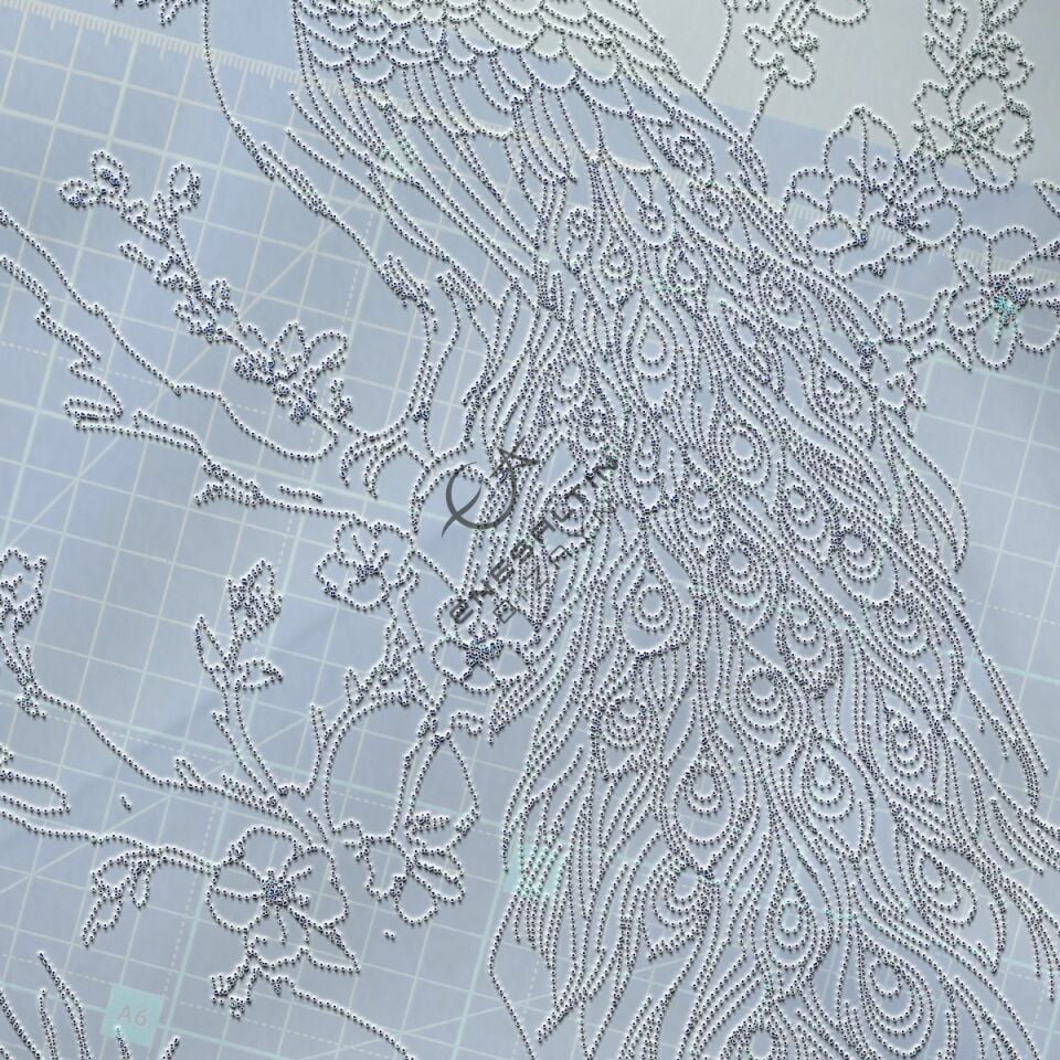 Şablon Desen 20x40 cm. - Egzotik Tavus Kuşu Motifli Çini Karo Deseni