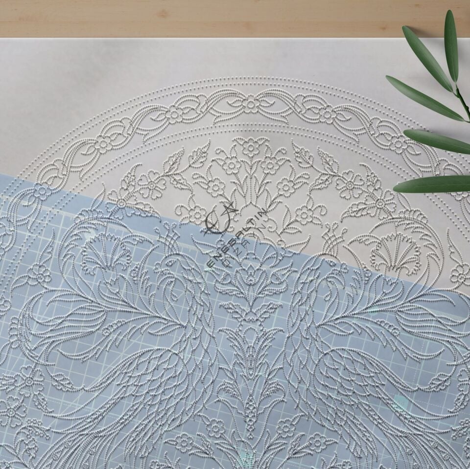 Şablon Desen 40 cm. -  Çift Tavus Kuşu Motifli Kütahya İşi Çini Deseni