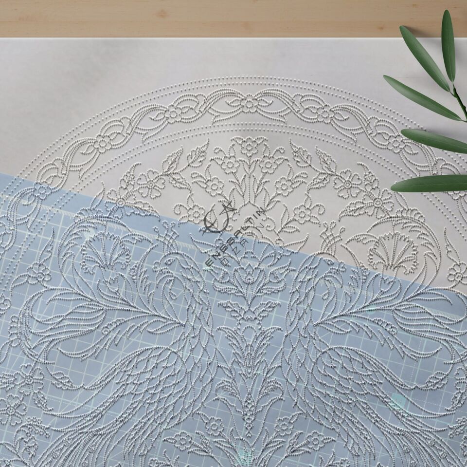 Şablon Desen 40 cm. -  Çift Tavus Kuşu Motifli Kütahya İşi Çini Deseni