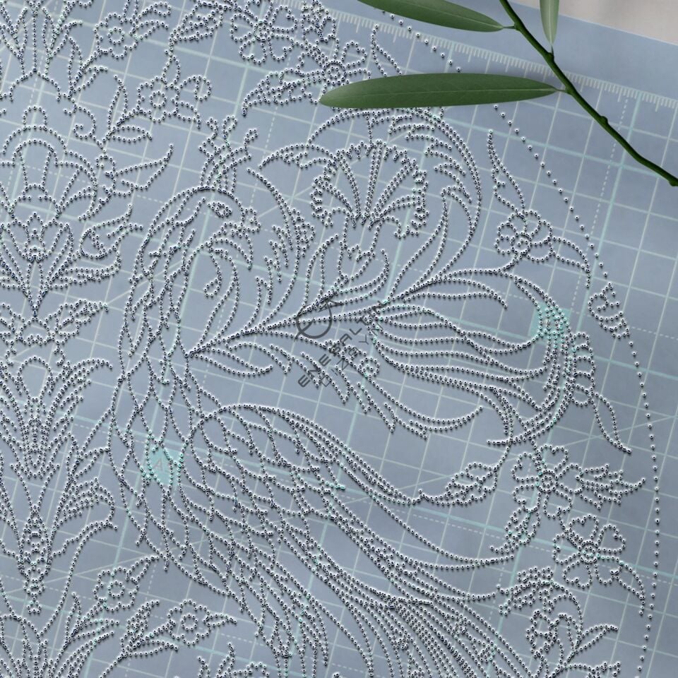 Şablon Desen 30 cm. -  Çift Tavus Kuşu Motifli Kütahya İşi Çini Deseni