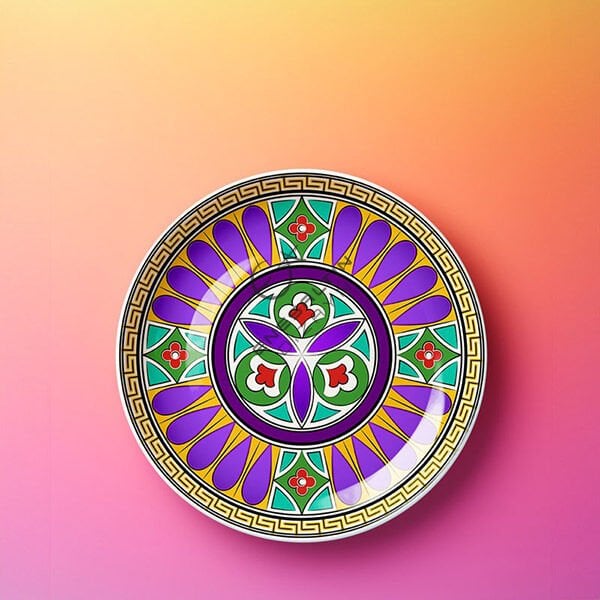 Şablon Desen 30 cm. - Beylikler Dönemi Damla Çarkıfelek Çini Tabak Deseni