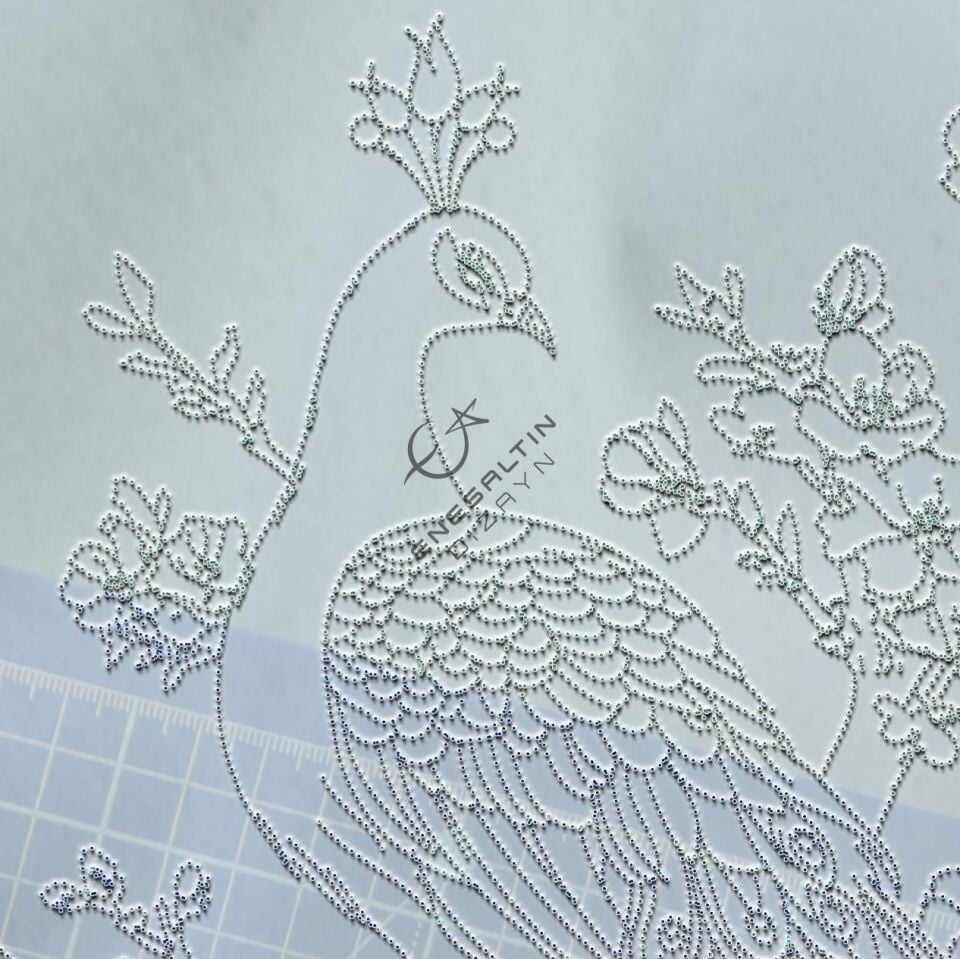 Şablon Desen 40 x 60 cm. - BÜYÜK BOY Egzotik Tavus Kuşu Motifli Çini Karo Deseni