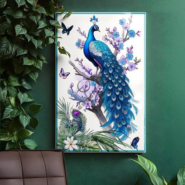 Şablon Desen 40 x 60 cm. - BÜYÜK BOY Egzotik Tavus Kuşu Motifli Çini Karo Deseni