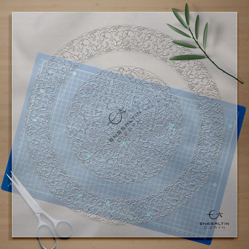 Şablon Desen 40 cm - Baba Nakkaş Klasik İznik 15. yy.  Lotus Hatayi Motifli Çini Deseni