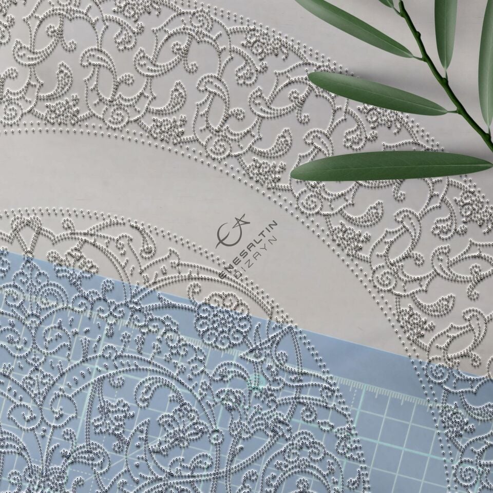 Şablon Desen 40 cm - Baba Nakkaş Klasik İznik 15. yy.  Lotus Hatayi Motifli Çini Deseni