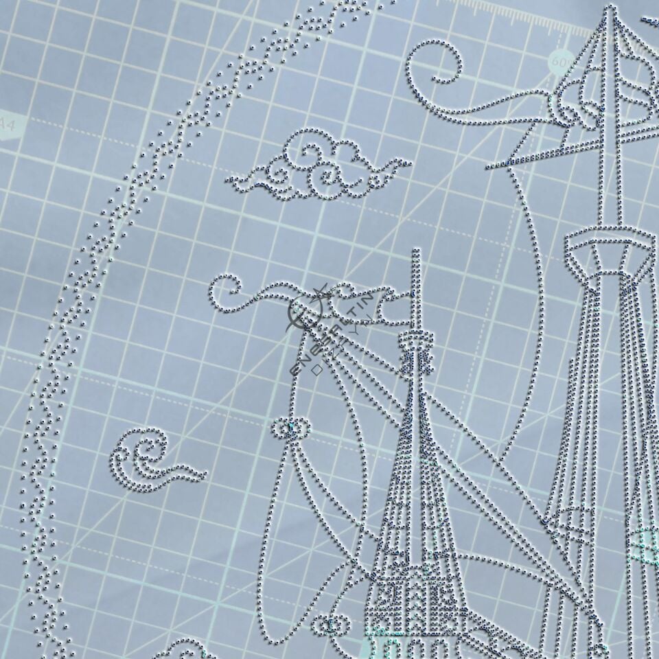 Şablon Desen 25 cm. - Kalyon ve Balık Motifli Çini Tabak Deseni