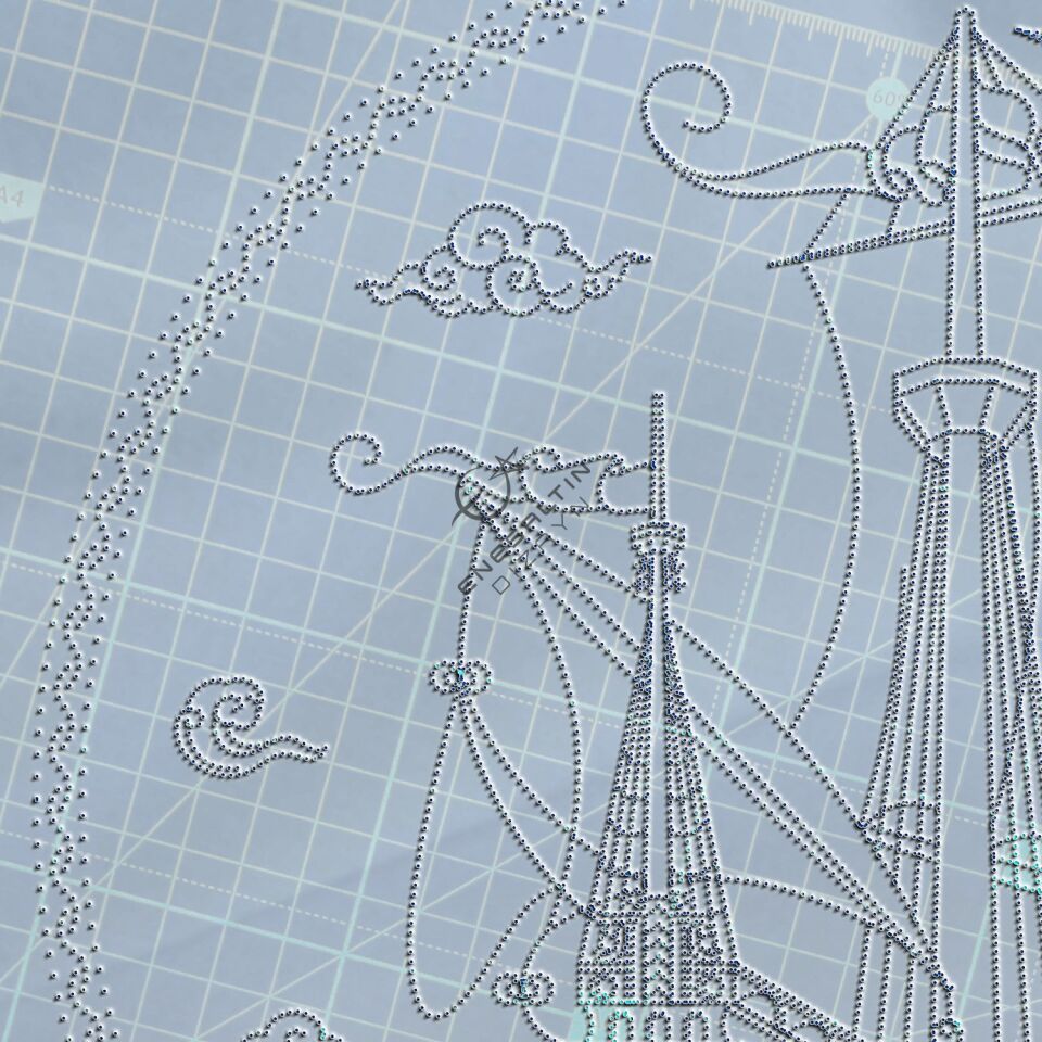 Şablon Desen 25 cm. - Kalyon ve Balık Motifli Çini Tabak Deseni