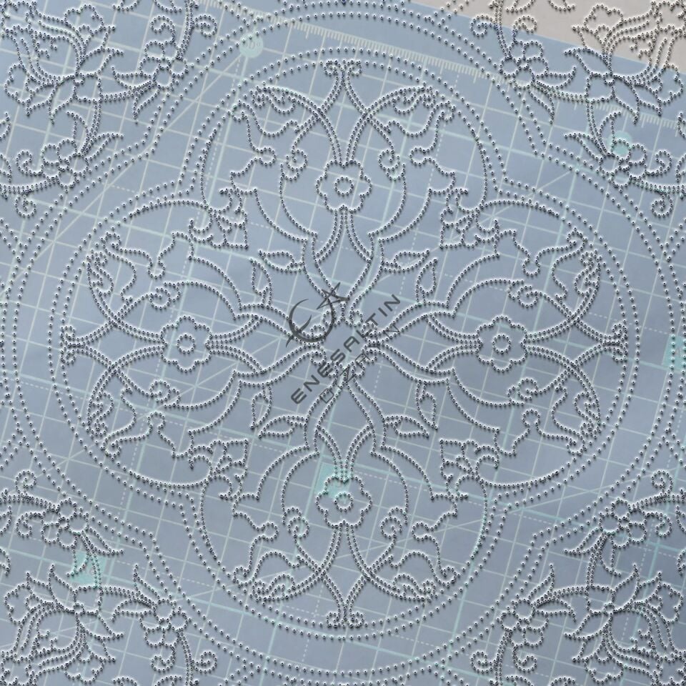 Şablon Desen 38 x 38 cm. - Tezhib Bezeme Rumi Motifli Çini Tabak / Karo Deseni