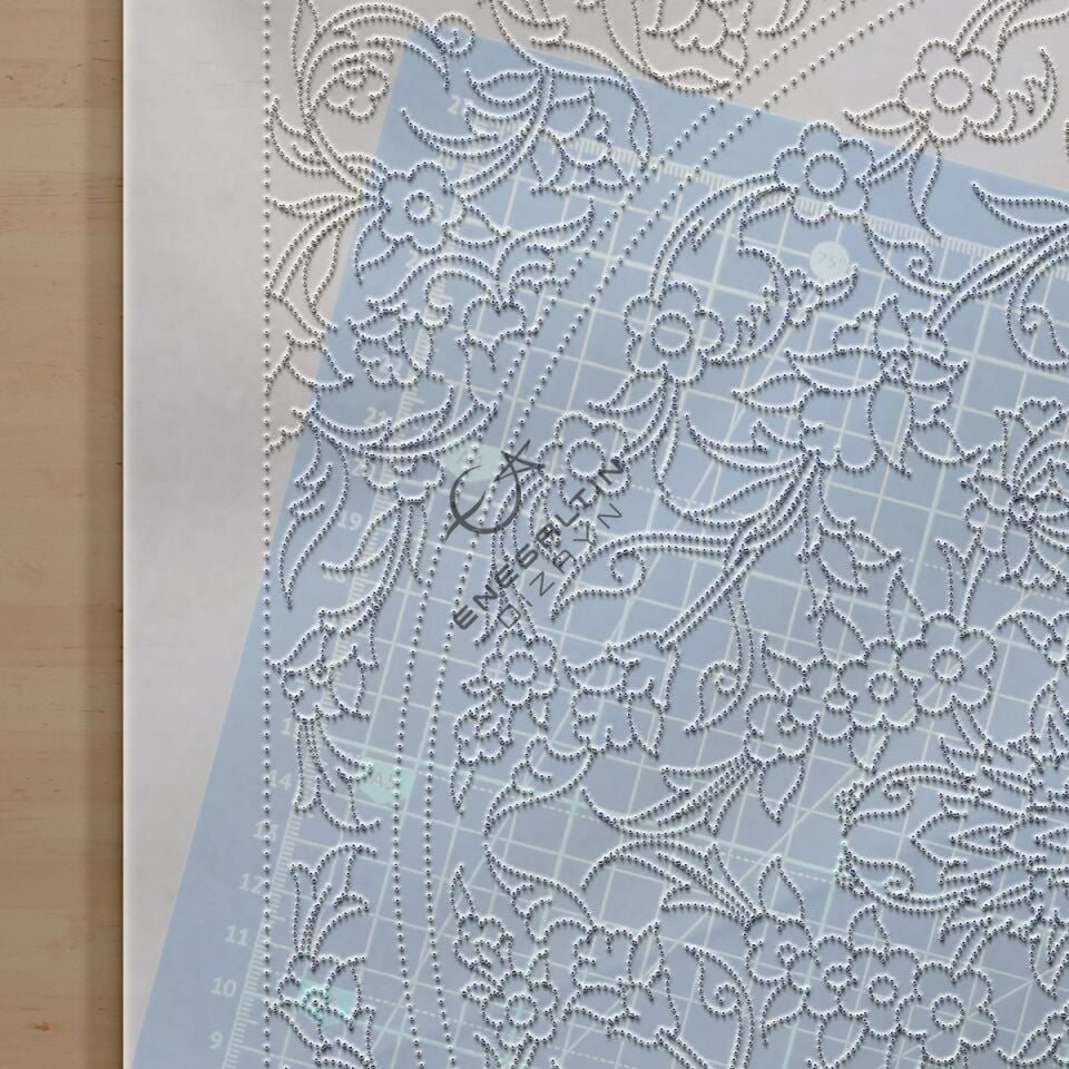 Şablon Desen 38 x 38 cm. - Tezhib Bezeme Simetrik Hatayi Motifli Çini Tabak / Karo Deseni