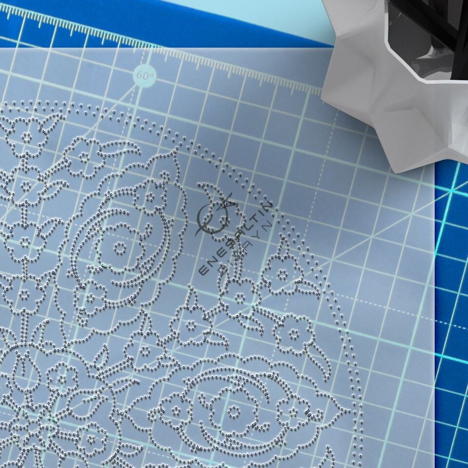 Şablon Desen  -  Klasik İznik Penç Çarkıfelek Çini Tabak Deseni