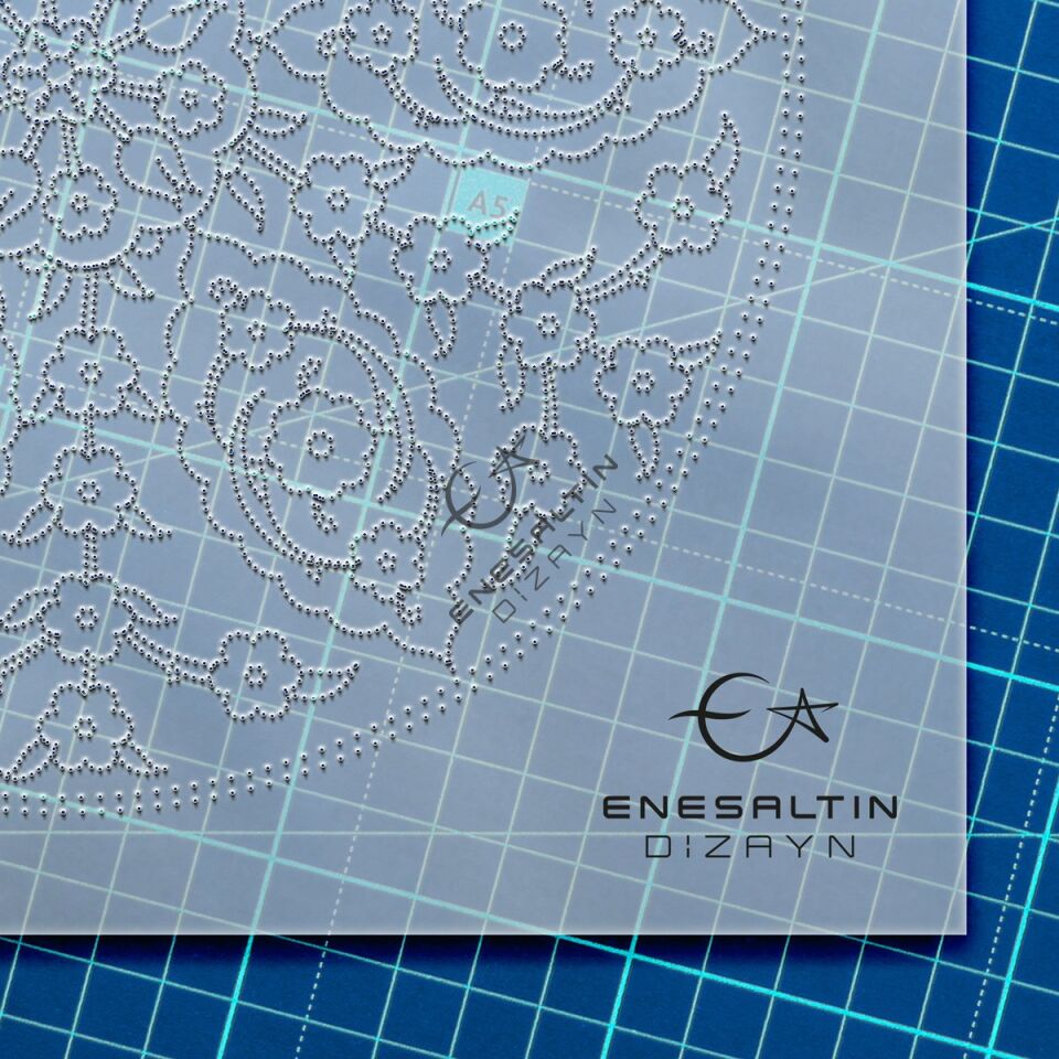 Şablon Desen  -  Klasik İznik Penç Çarkıfelek Çini Tabak Deseni