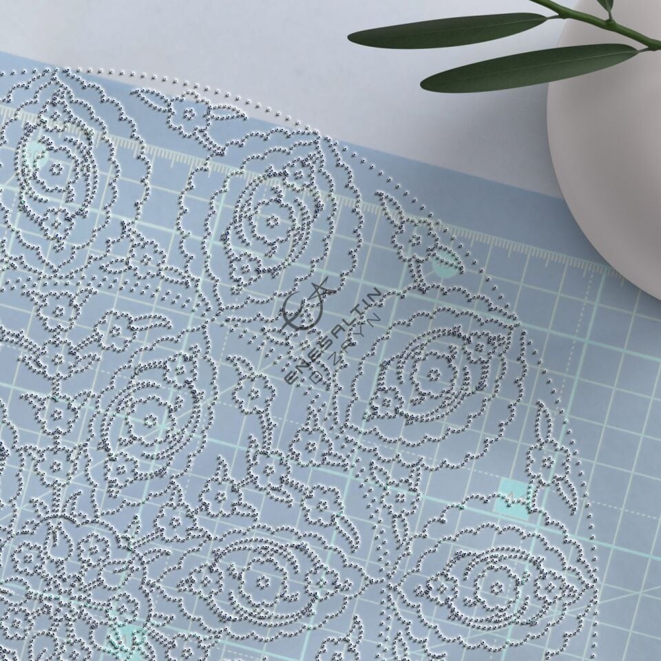 Şablon Desen 25 cm. -  Kolay   Klasik İznik Penç Çarkıfelek Çini Tabak Deseni