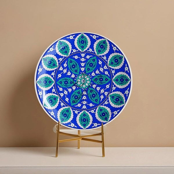 Şablon Desen 25 cm. -  Kolay   Klasik İznik Penç Çarkıfelek Çini Tabak Deseni