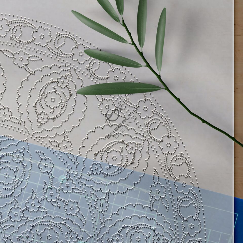 Şablon Desen - Orijinal Klasik İznik Penç Çarkıfelek Çini Tabak Deseni