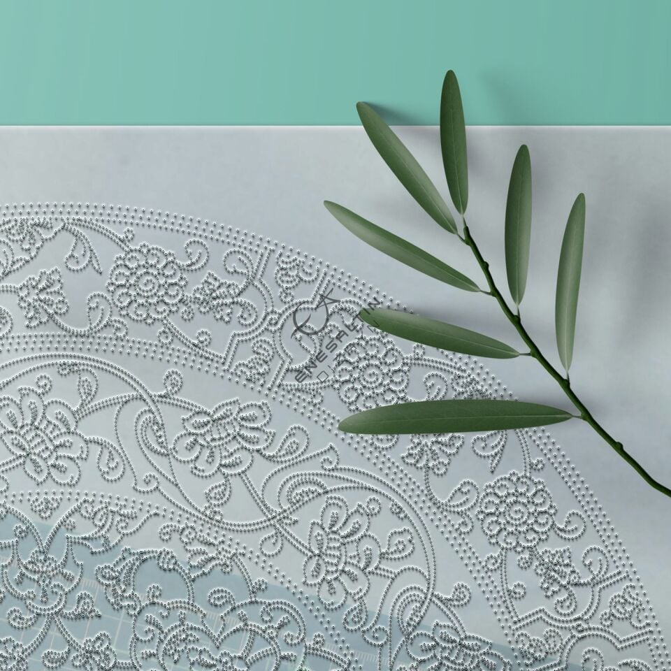 Şablon Desen 40 cm - 15. yy. Klasik İznik Orta Bordürlü Lotus Hatayi Çini Deseni