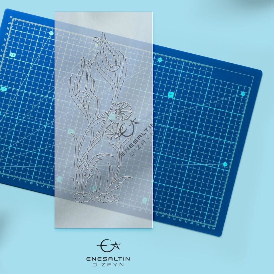 Stencil Design 8x20 cm. 2 COPIES - Minimal Tulip and Carnation Ceramic Tile / Plate / Standing Product Design