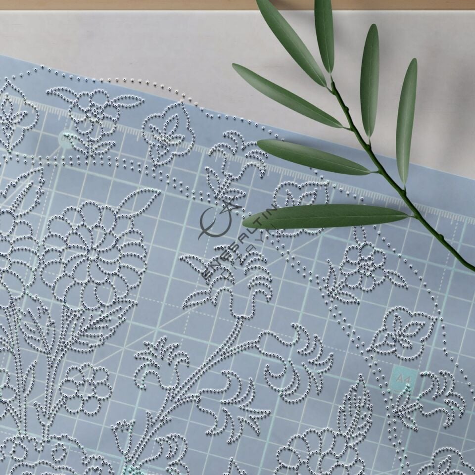 Şablon Desen - Orijinal İznik 19. yy. Kasımpatı Sümbül Lale Çini Deseni