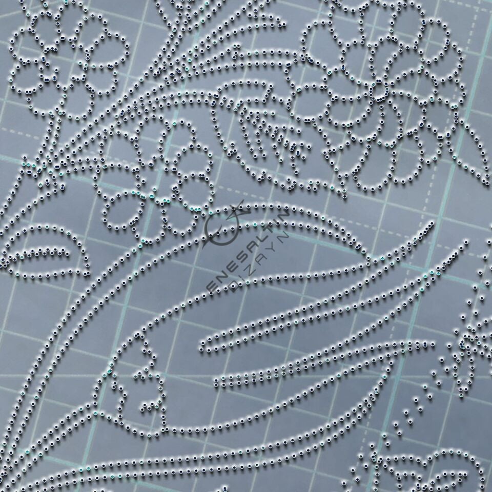 Şablon Desen - Orijinal İznik 19. yy. Kasımpatı Sümbül Lale Çini Deseni